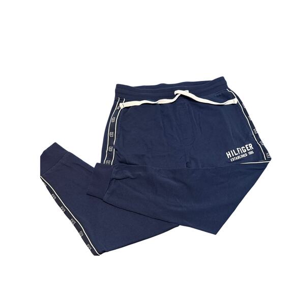 Tommy Hilfiger Sleep Pants Logo Trim Navy/White Women's M Drawstring Pockets - Picture 3 of 7